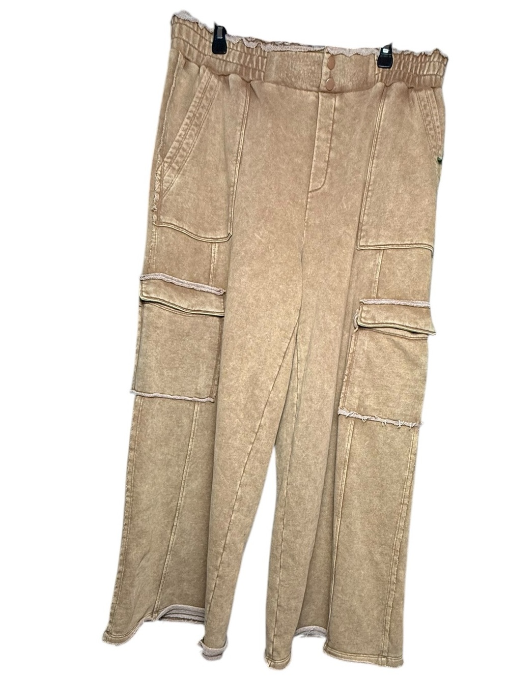 Flag & Anthem Wide Leg Utility Cargo Pants | Acid Wash Tan | Relaxed Fit XL - Picture 3 of 10